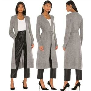 Song of Style Revolve Tommy Cardigan long maxi duster in heather Grey belted